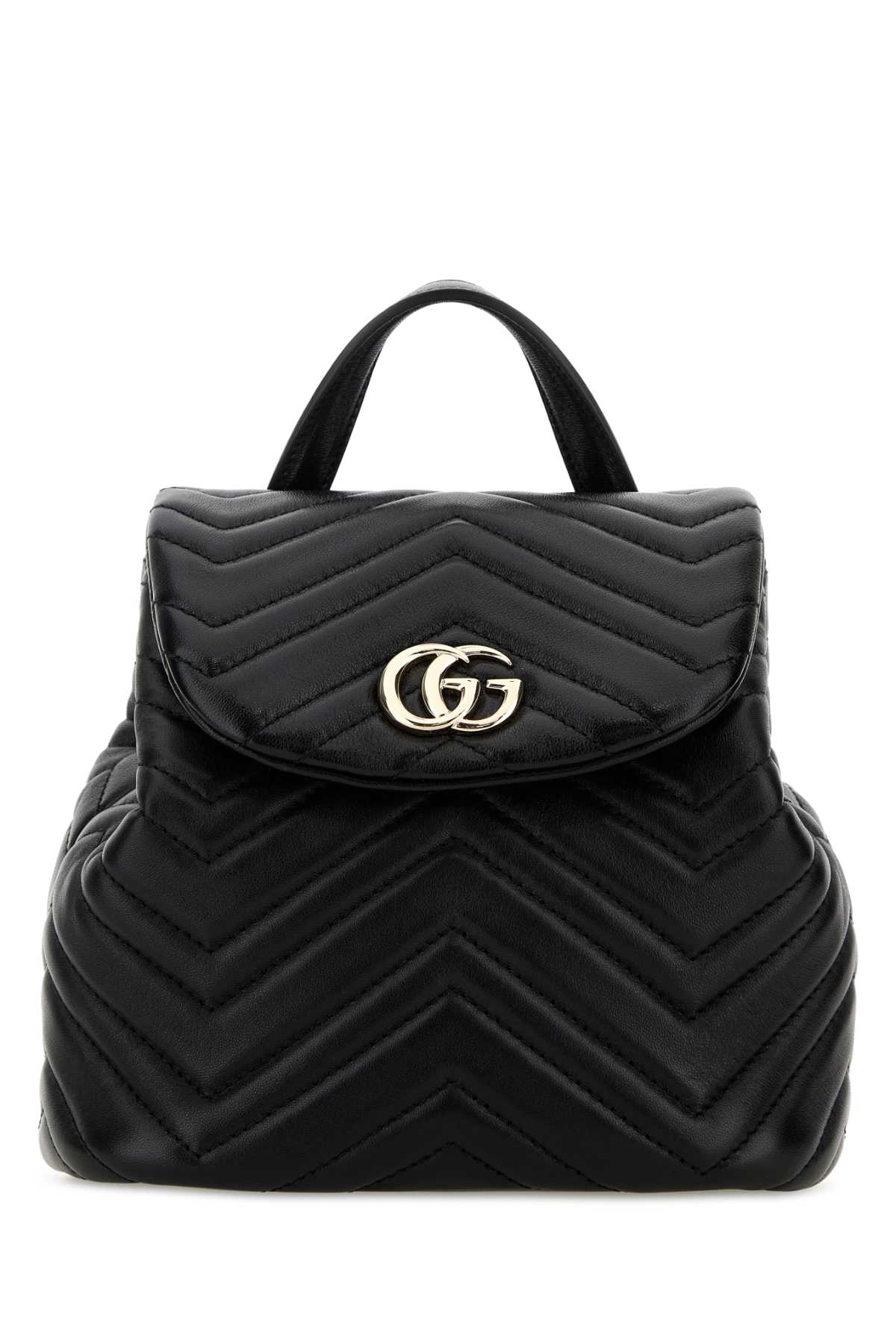 Gucci Black Leather Mini Gg Marmont Backpack Blackblackblack Zaini – Women