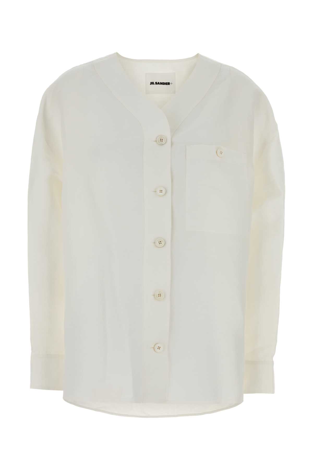 Jil Sander White Linen Blend Oversize Shirt Latte Exterior: Viscose Camicie – Women
