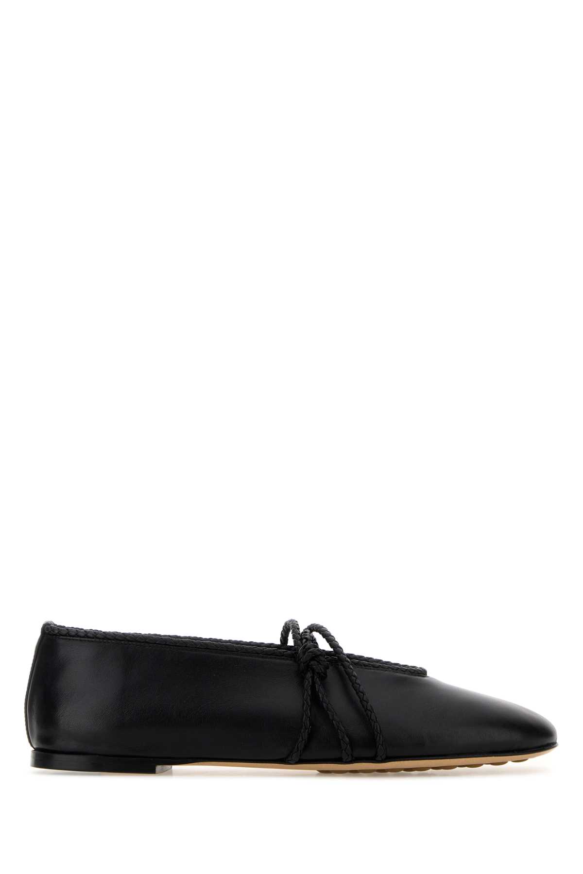 Bottega Veneta Black Leather Mary-Jane Ballerinas Ballerine – Women