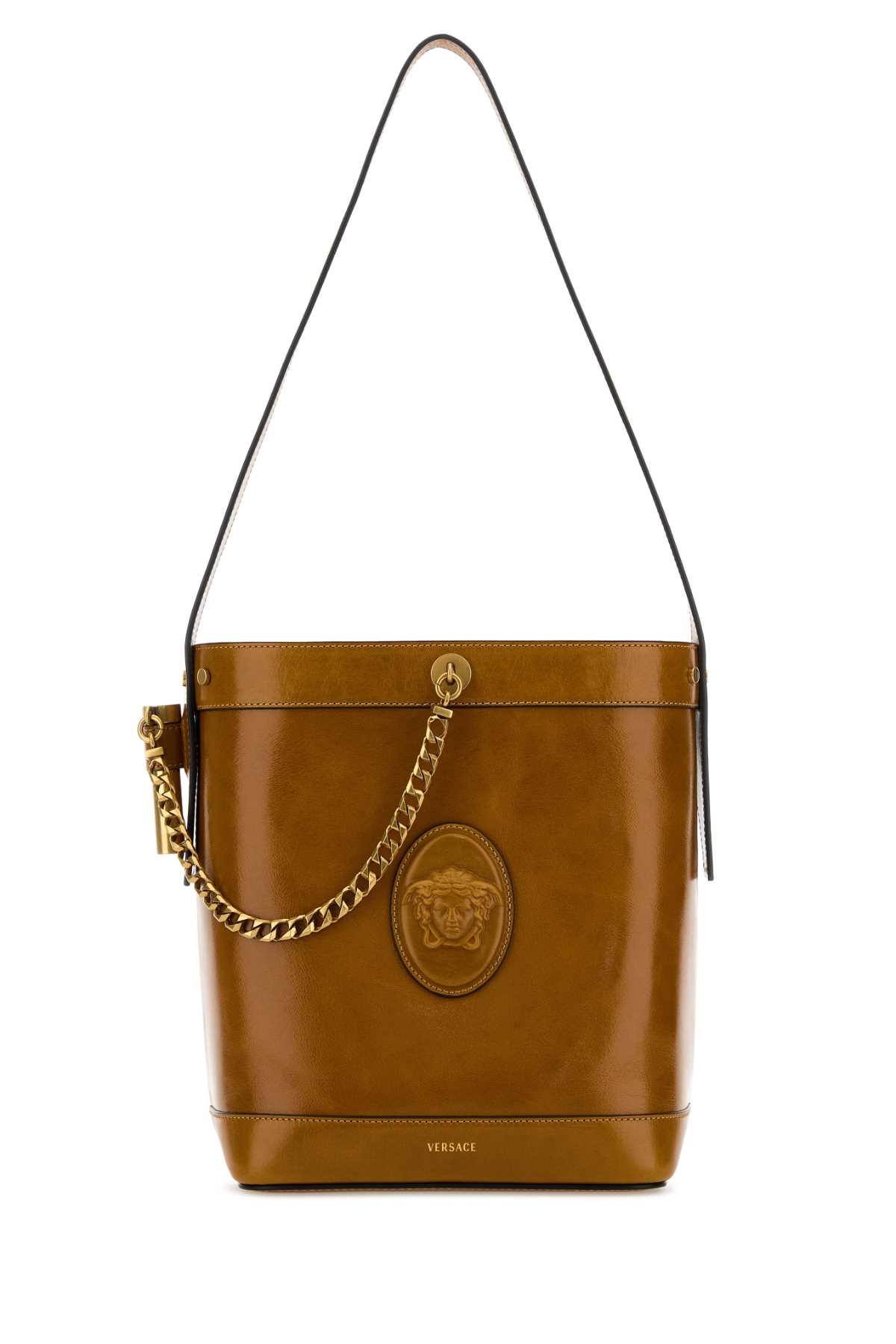 Versace Camel Leather Bucket Bag Natural Borse A Secchiello – Women