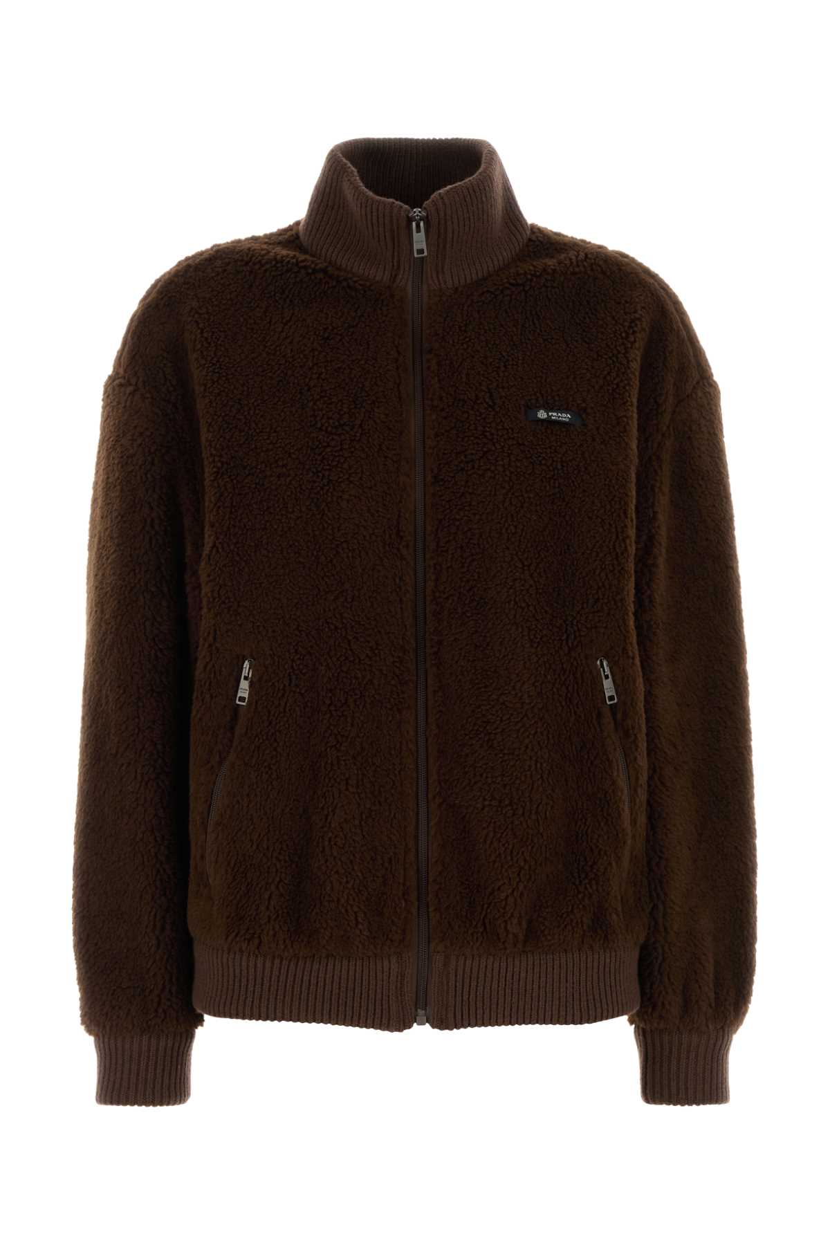 Prada Brown Pile Bomber Jacket Cacao Giubbini – Women