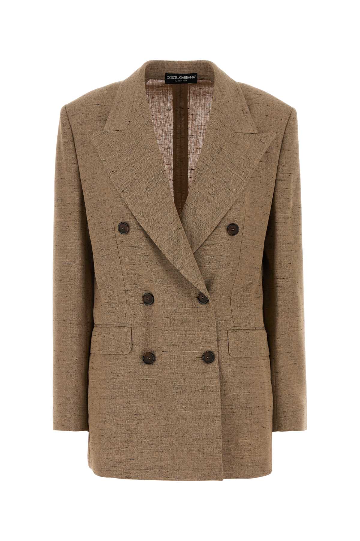 Dolce & Gabbana Biscuit Tweed Blazer Melangebianchibeig Exterior: Viscose Linen Nylon Giacche E Gilet – Women