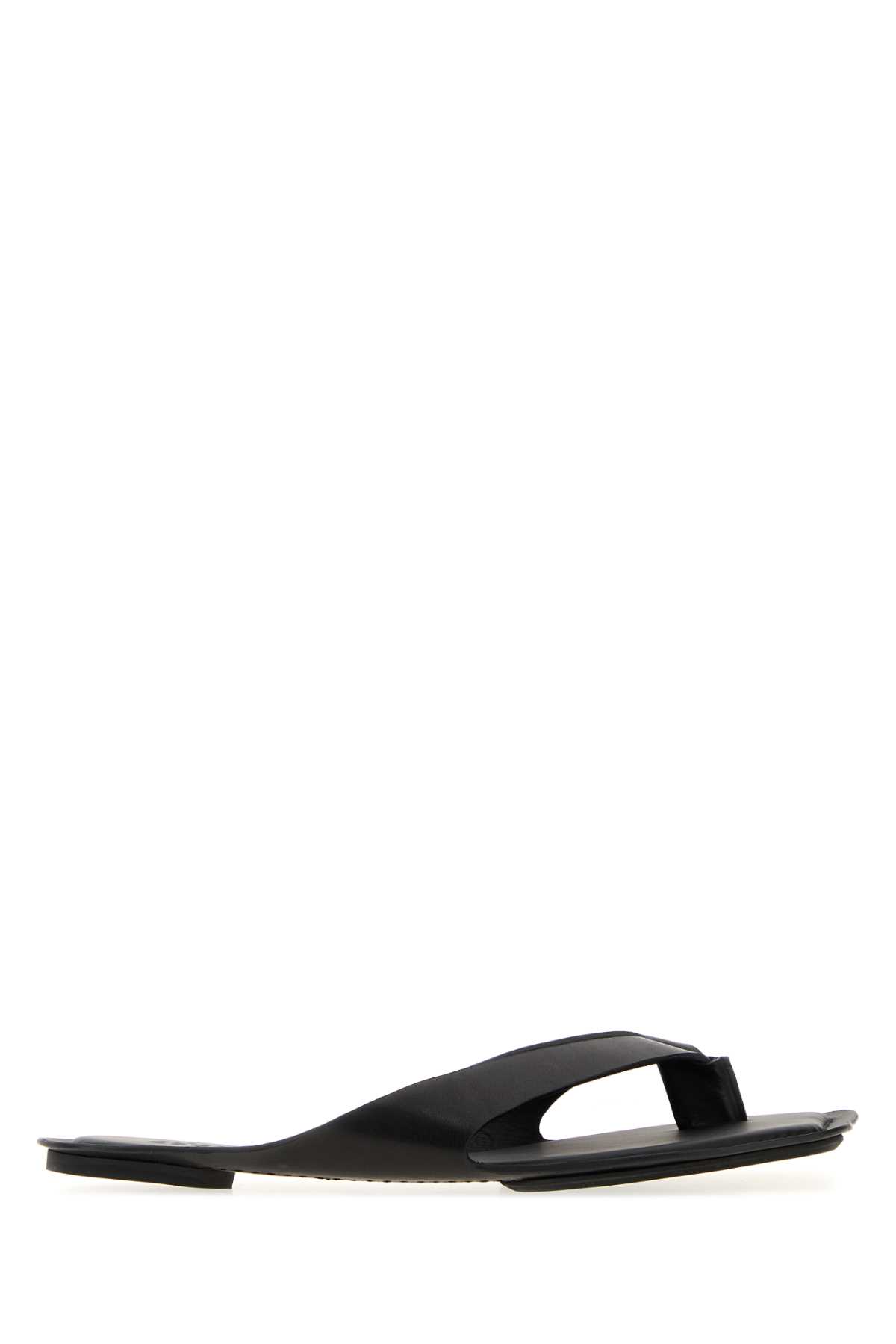 MM6 Maison Margiela Black Leather Anatomic Thong Slippers Nero – Women