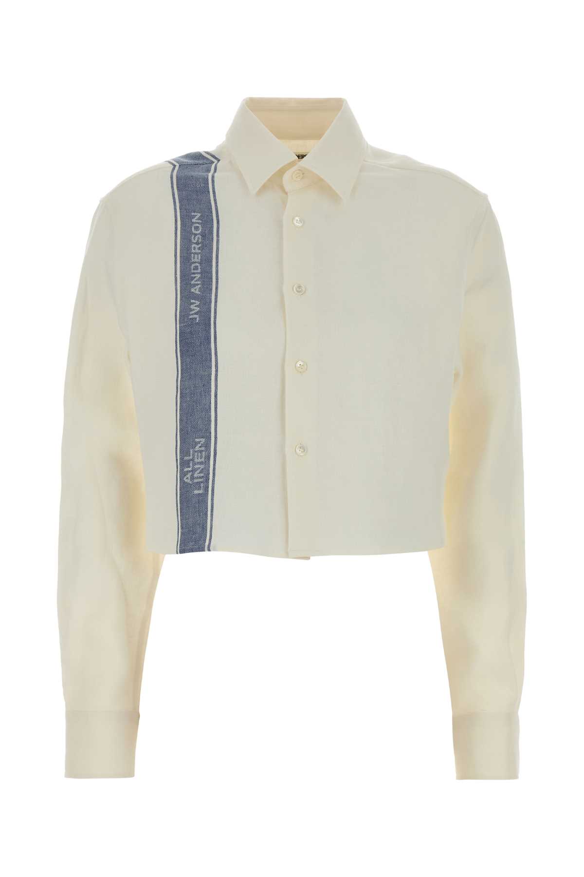 JW Anderson Ivory Linen Shirts Offwhiteblue Exterior: Camicie – Women