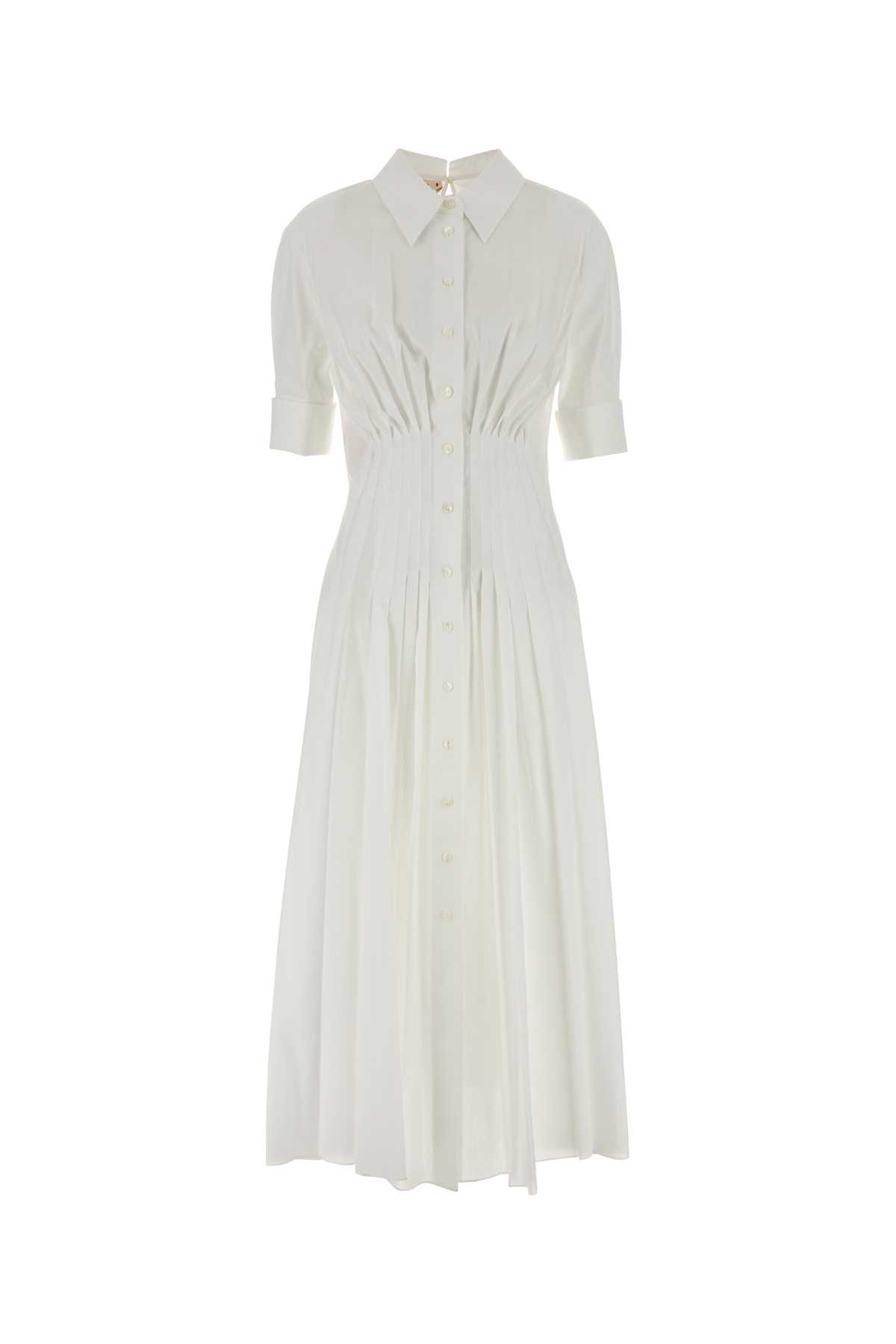 Marni White Poplin Shirt Dress Lilywhite Exterior: Cotton Abiti – Women