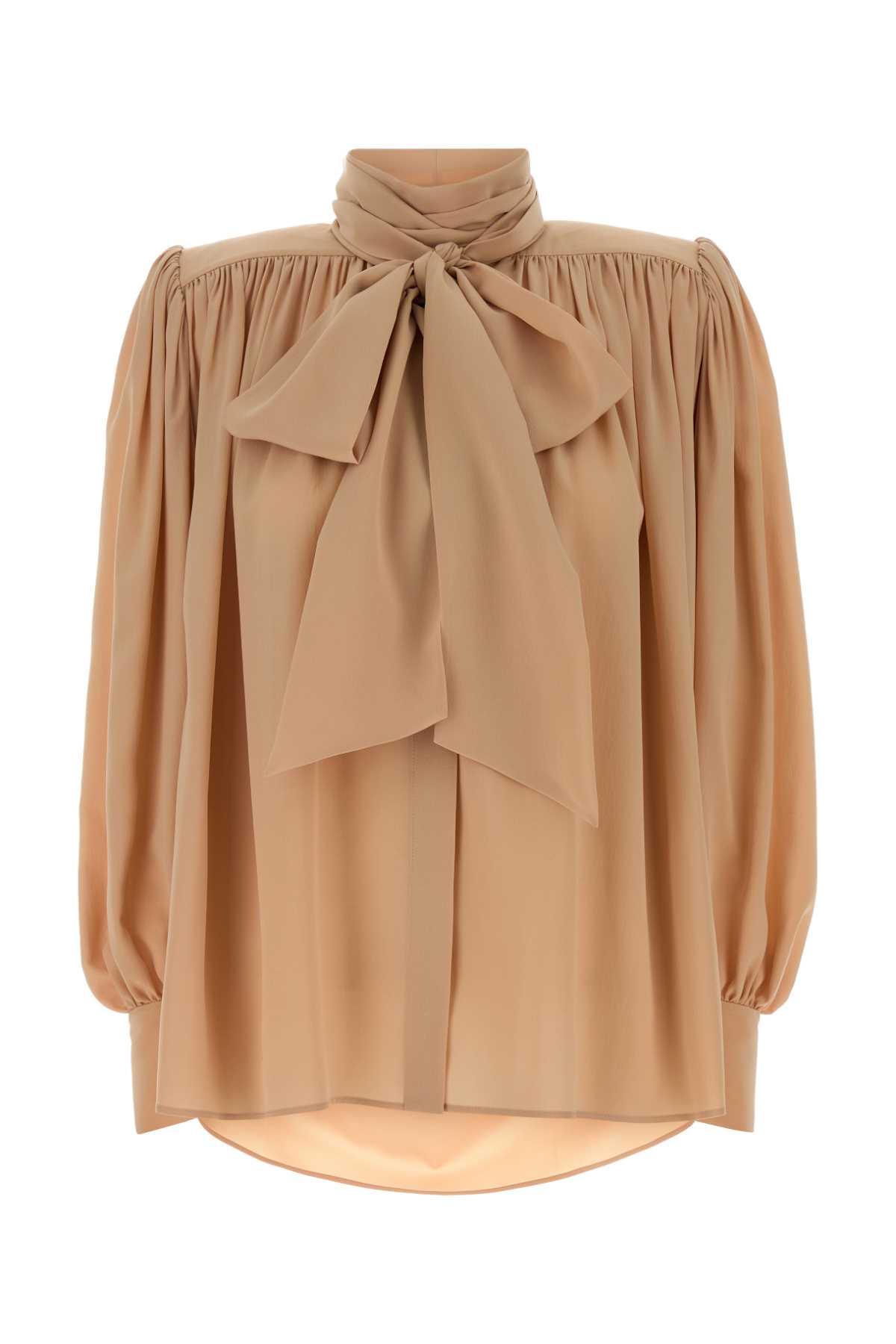 Chloé Powder Pink Crepe Blouse Sandbrown Exterior: Silk Maglie – Women