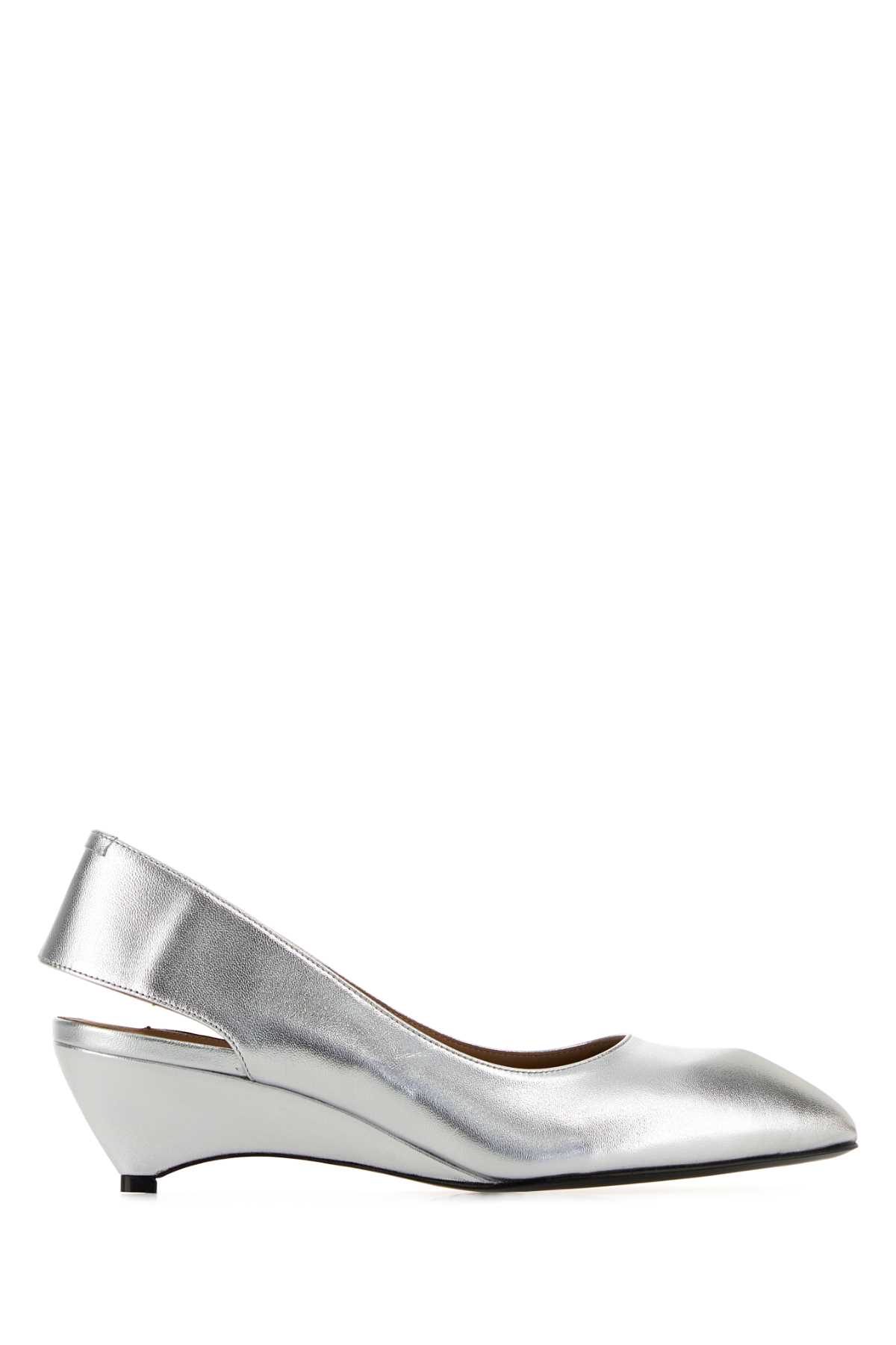 Jil Sander Silver Leather Pumps Sky Grey Slippers – Women