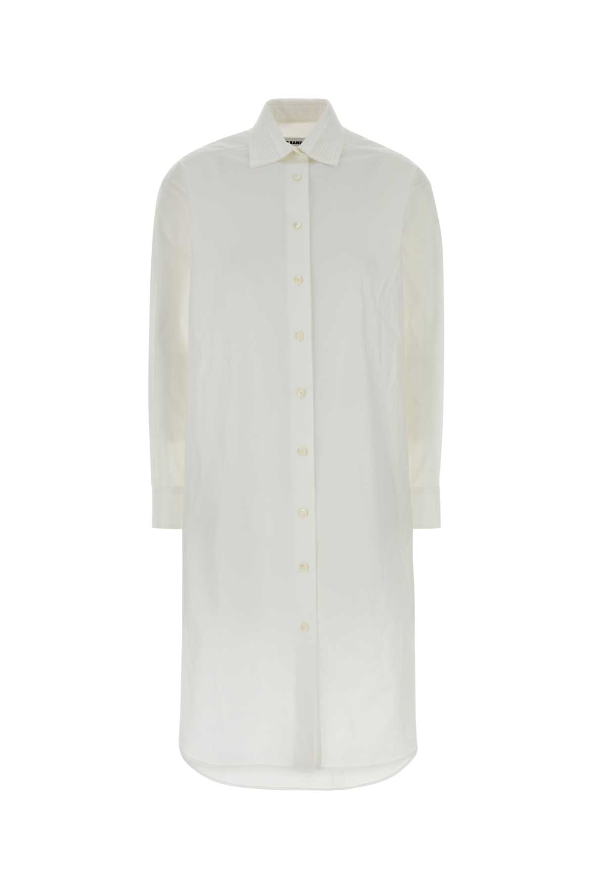 Jil Sander White Poplin Shirt Dress Optic Exterior: Cotton Abiti – Women