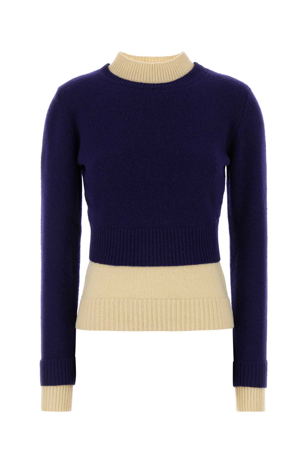 Jil Sander Navy Blue Wool Blend Sweater Moon River Exterior: Virgin Nylon Maglieria – Women