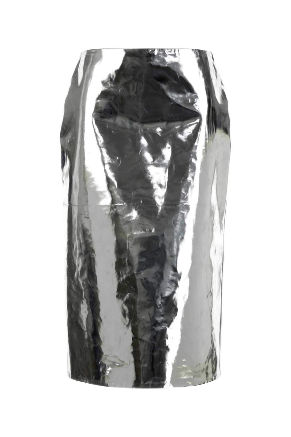 Jil Sander Silver Leather Skirt Moon Gonne – Women