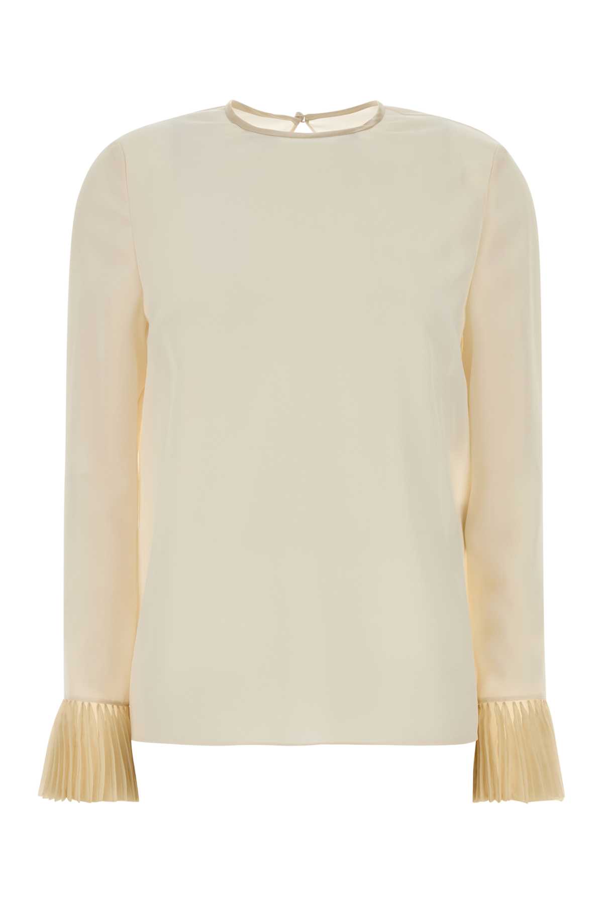 Valentino Garavani Ivory Crepe Blouse Vaniglia Exterior: Silk Maglie – Women