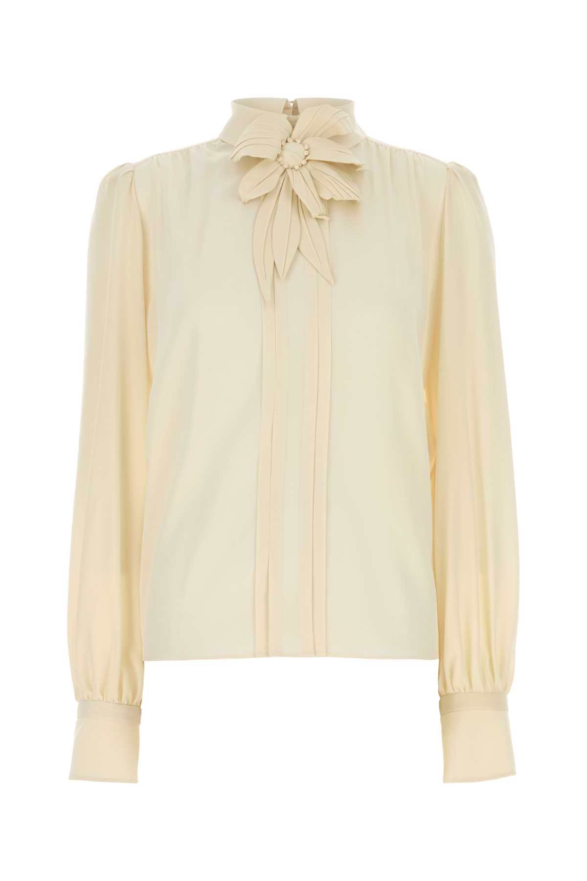 Valentino Garavani Cream Silk Blouse Vaniglia Exterior: Maglie – Women