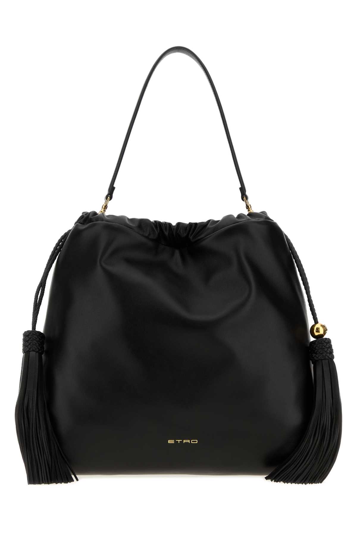 Etro Black Leather Medium Kalispera Bucket Bag Nero Borse A Mano – Women