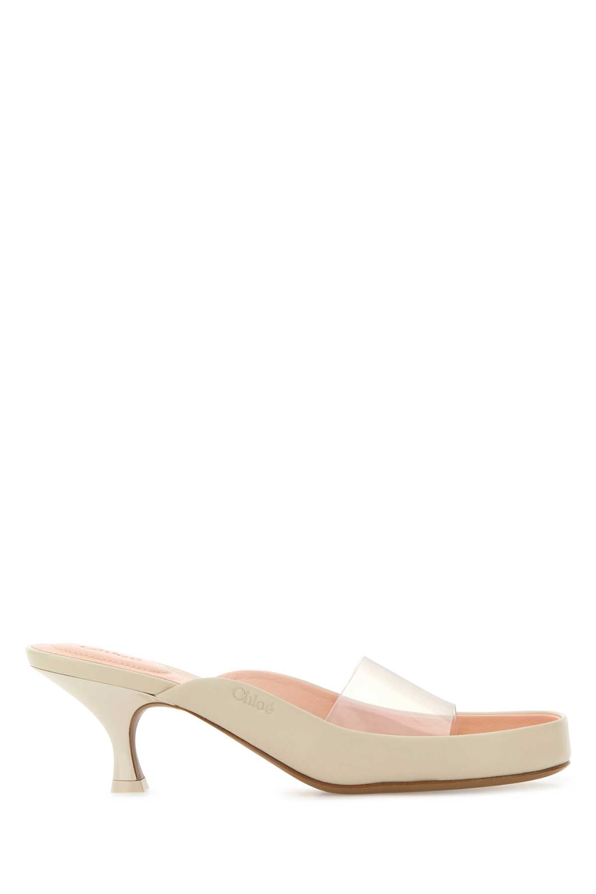 Chloé Two-Tone Pvc And Leather Junie Mules Softivory Scarpe Con Tacco – Women