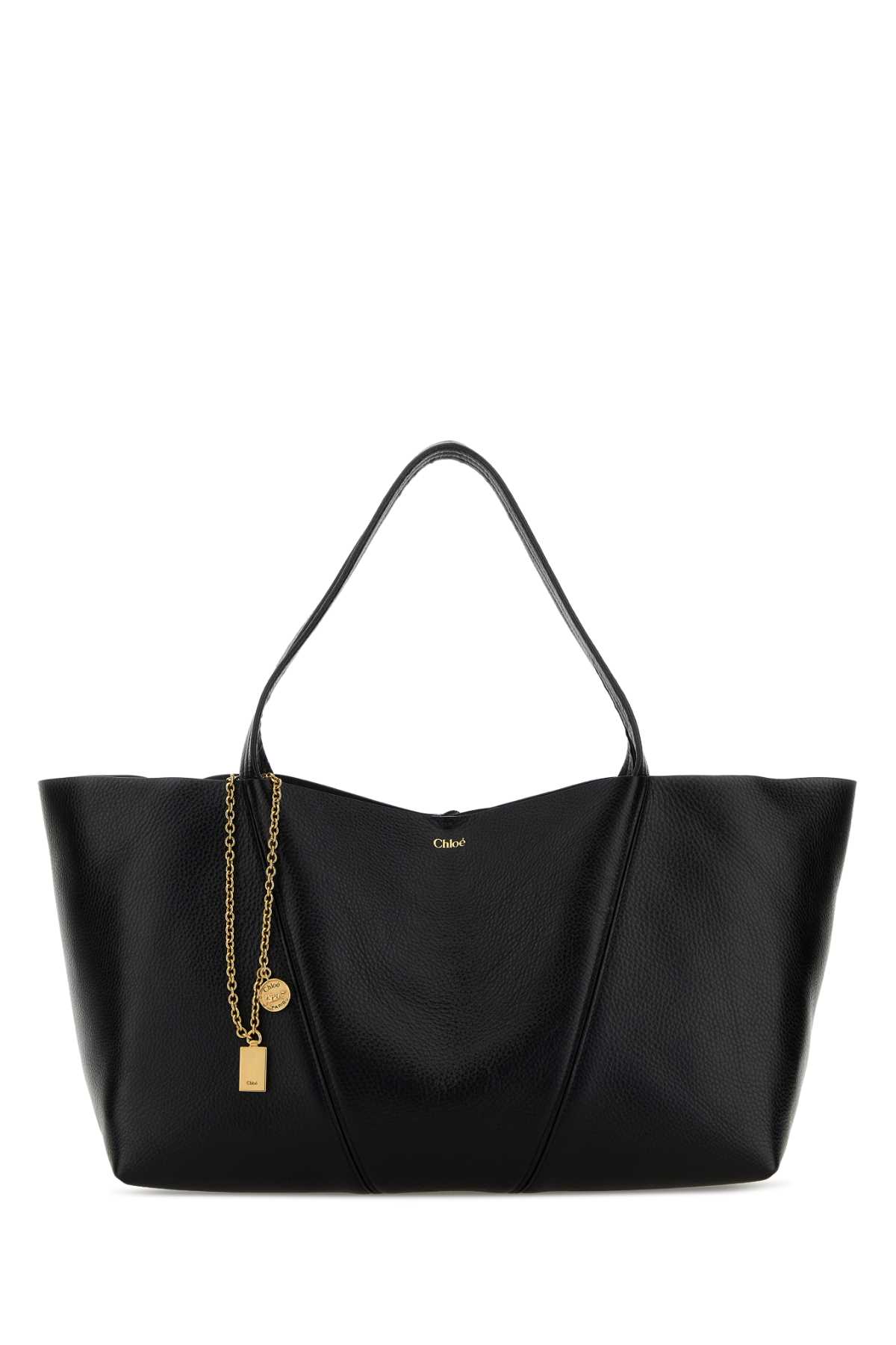 Chloé Black Leather East-West Chloã Spin Shopping Bag Borse A Mano – Women