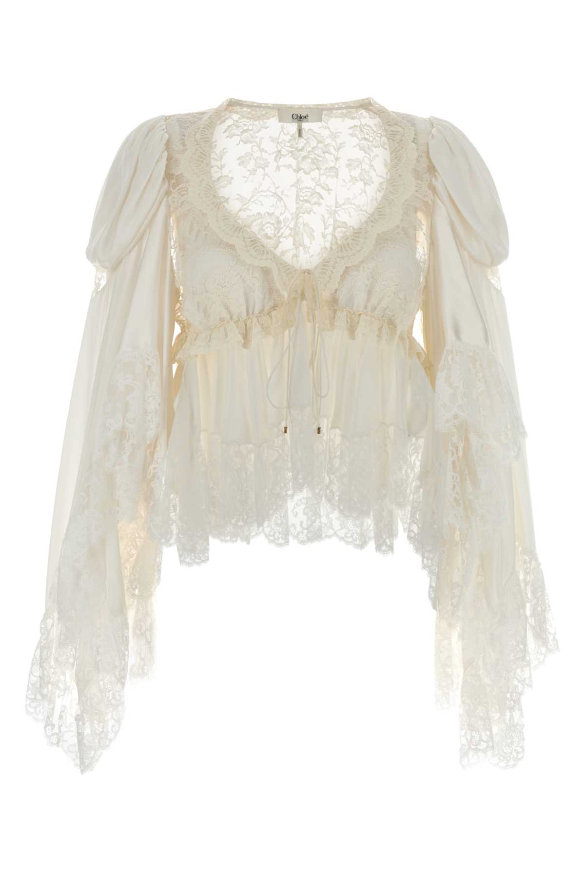 Chloé White Satin Blouse Iconicmilk Exterior: Silk Maglie – Women