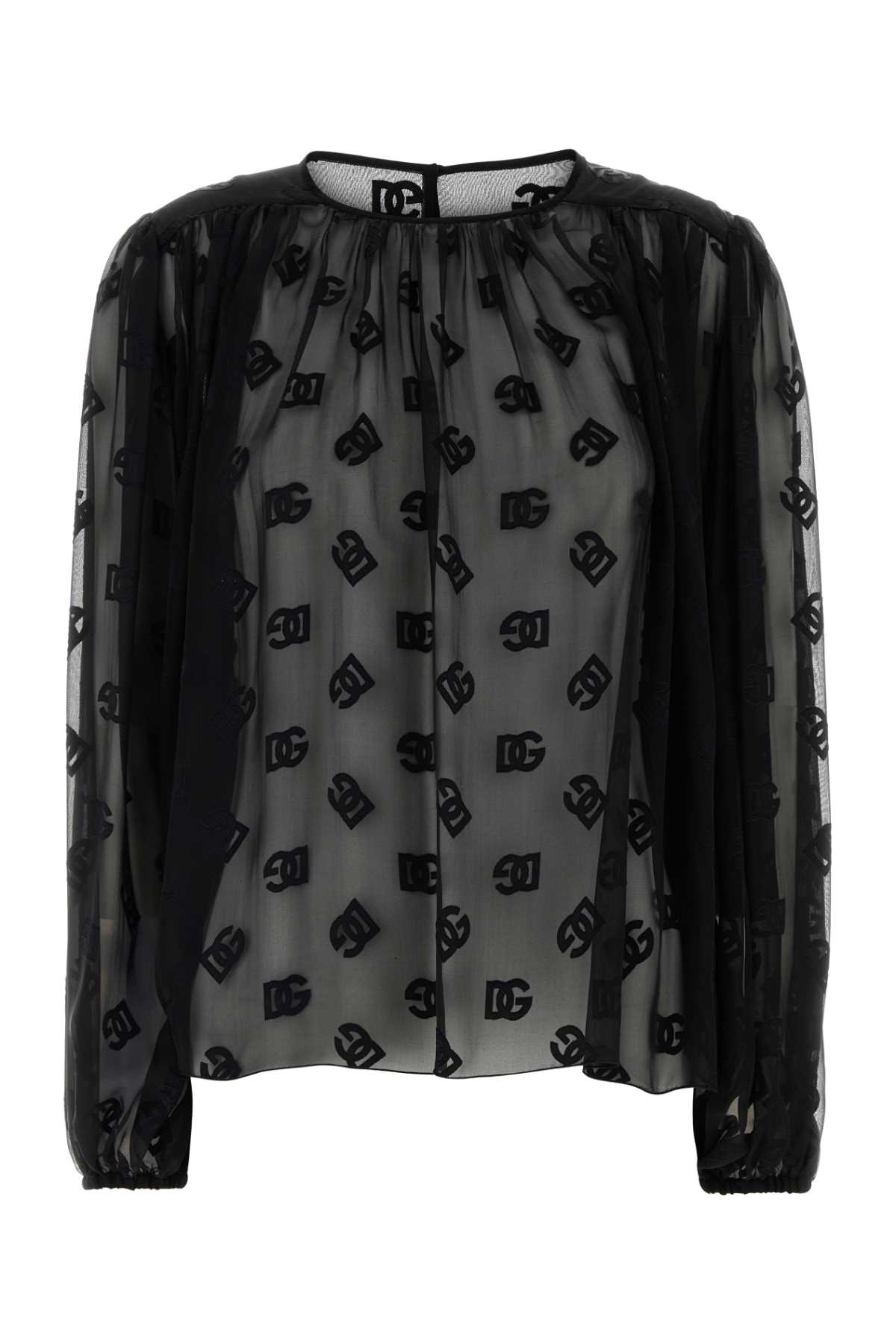 Dolce & Gabbana Black Organza Blouse Nero Exterior: Silk Viscose Maglie – Women