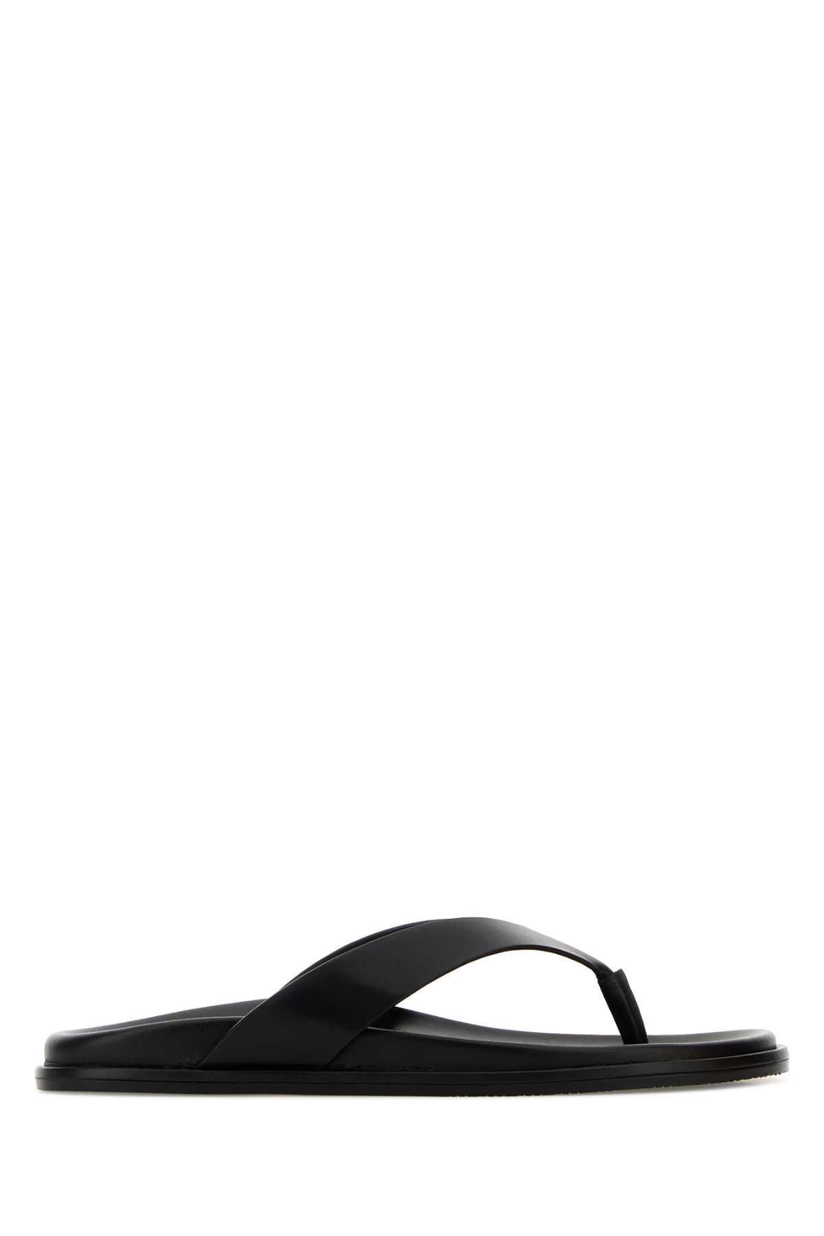 Stuart Weitzman Black Leather Thong Slippers – Women