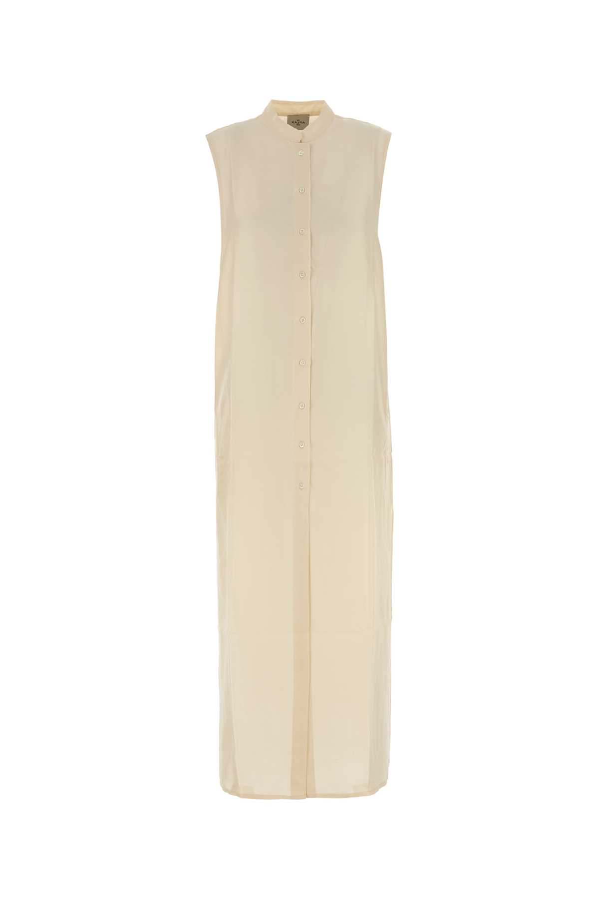 Le Kasha Ivory Silk Namsa Shirt Dress Cream Exterior: Abiti – Women