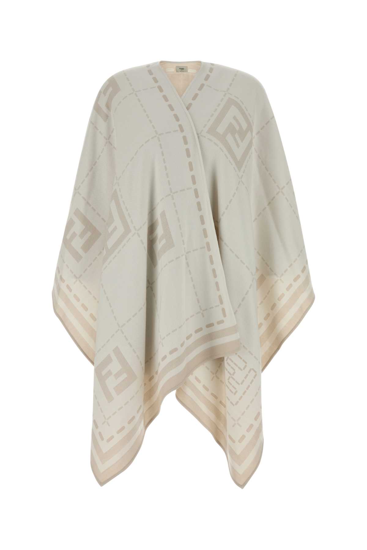 Fendi Embroidered Wool Cape Tortora Exterior: Virgin Cappotti – Women