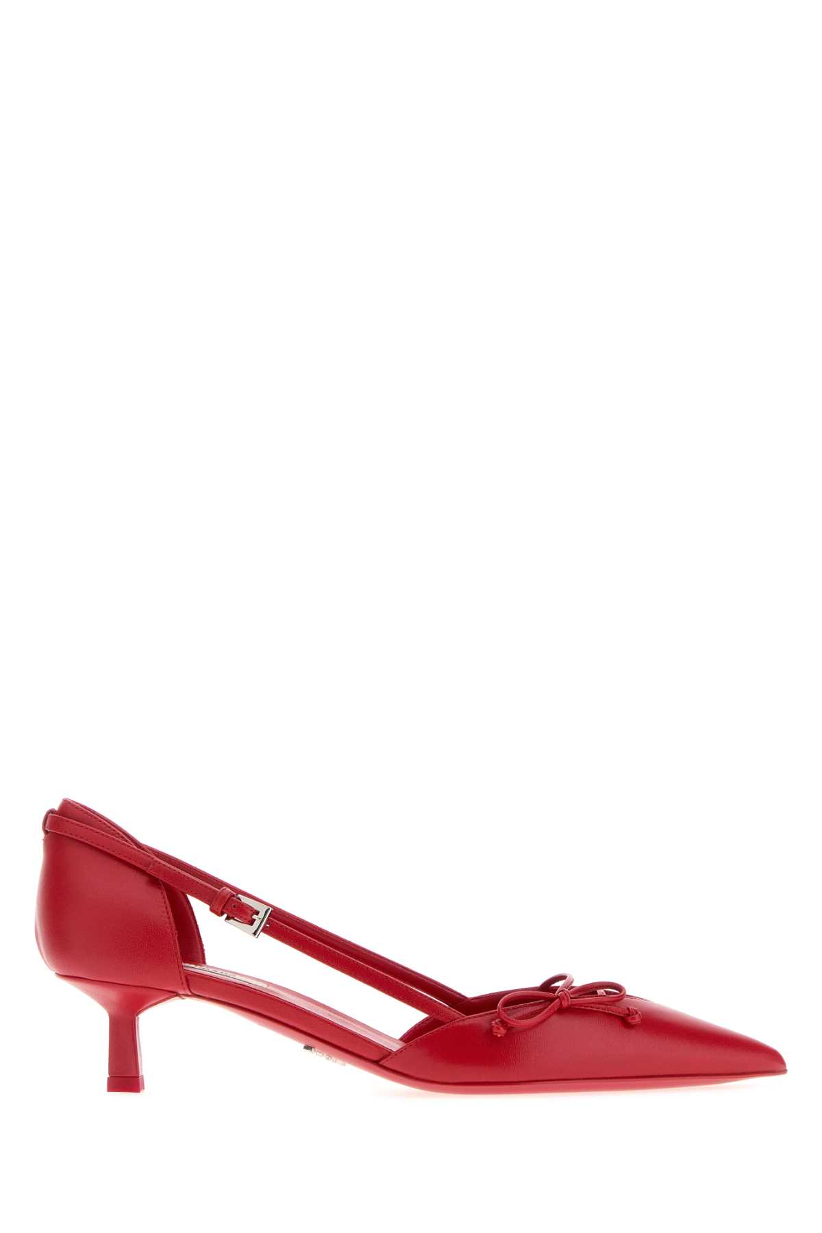 Prada Red Leather Pumps Rosso Scarpe Con Tacco – Women