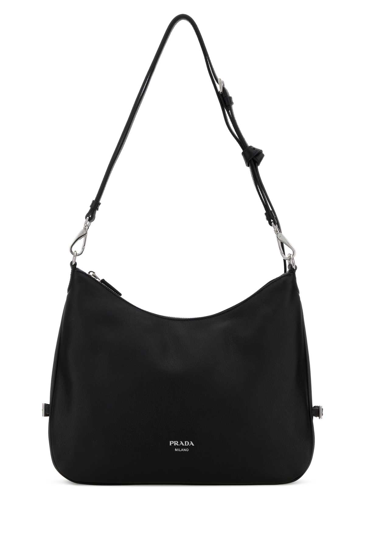 Black Leather Large Prada Fold Shopping Bag Nero Borse A Mano – Women