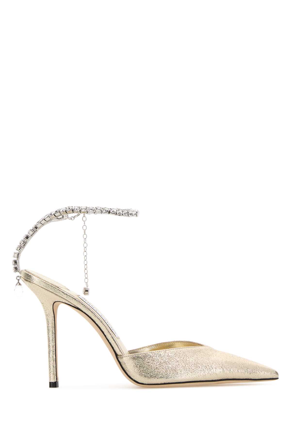 Jimmy Choo Gold Fabric Saeda 100 Pumps Platinumcrystal Scarpe Con Tacco – Women