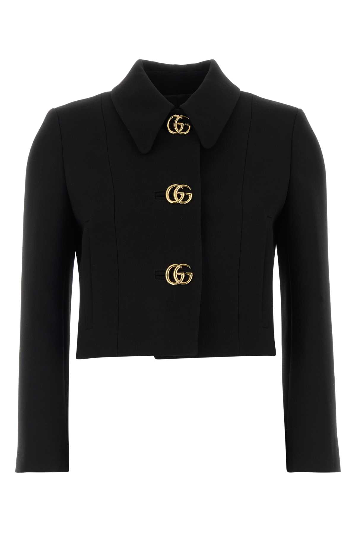 Gucci Black Crepe Blazer Wool Giacche E Gilet – Women