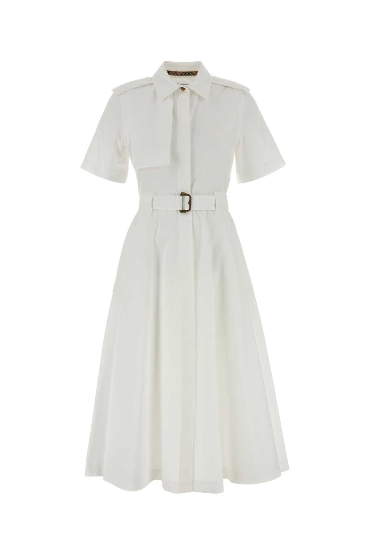 Burberry White Poplin Shirt Dress Opticwhite Exterior: Cotton Abiti – Women