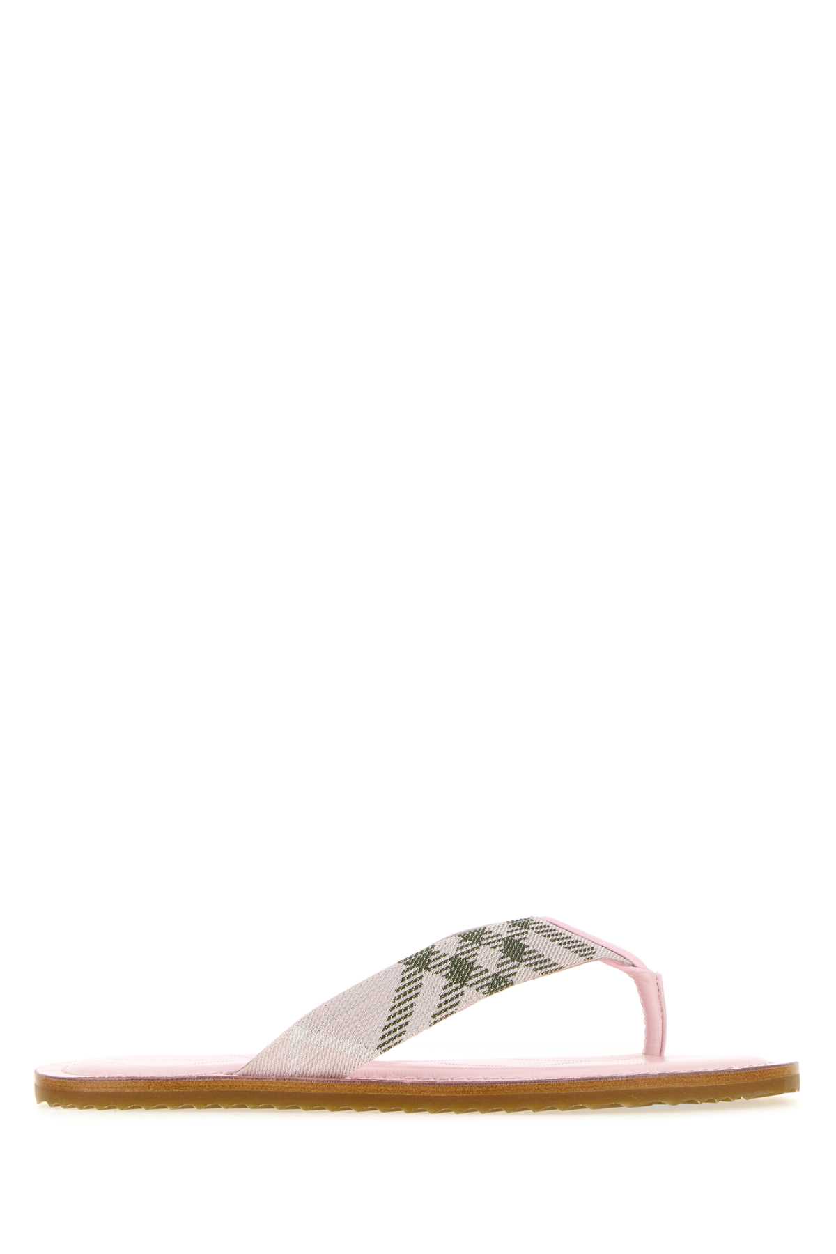 Burberry Embroidered Fabric Thong Slippers Mallowpinkipcheck – Women