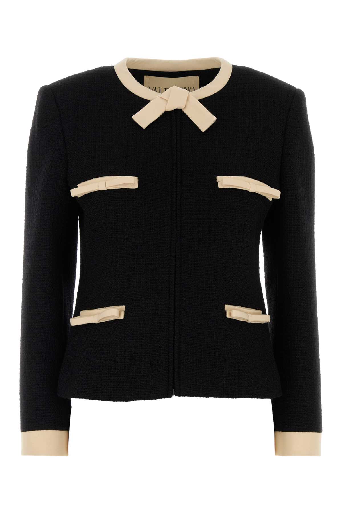 Valentino Garavani Black Tweed Blazer 0no Giacche E Gilet – Women