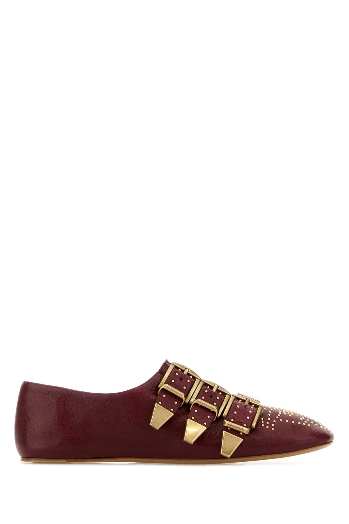 Chloé Burgundy Leather Susan Ballerinas Grenat Ballerine – Women