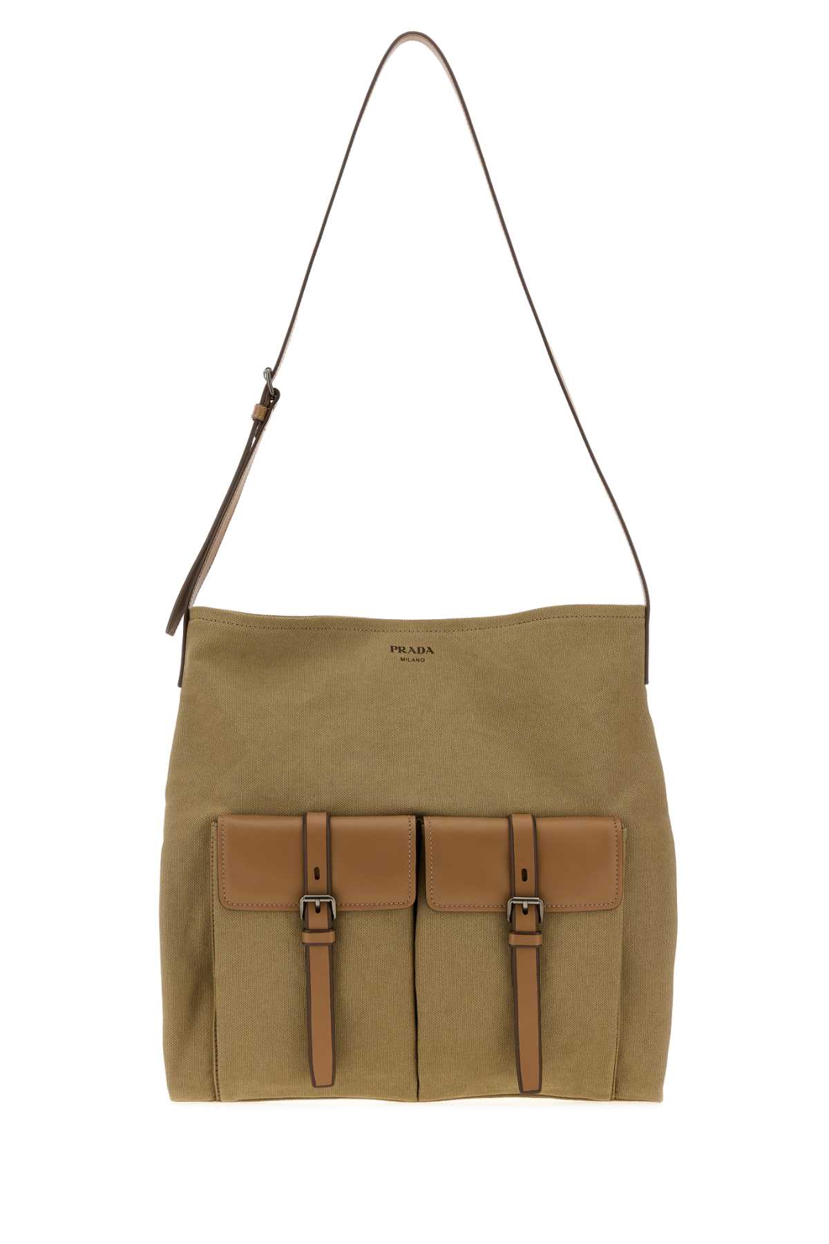 Khaki Canvas Prada Route Shopping Bag Kaki Borse A Mano - Men