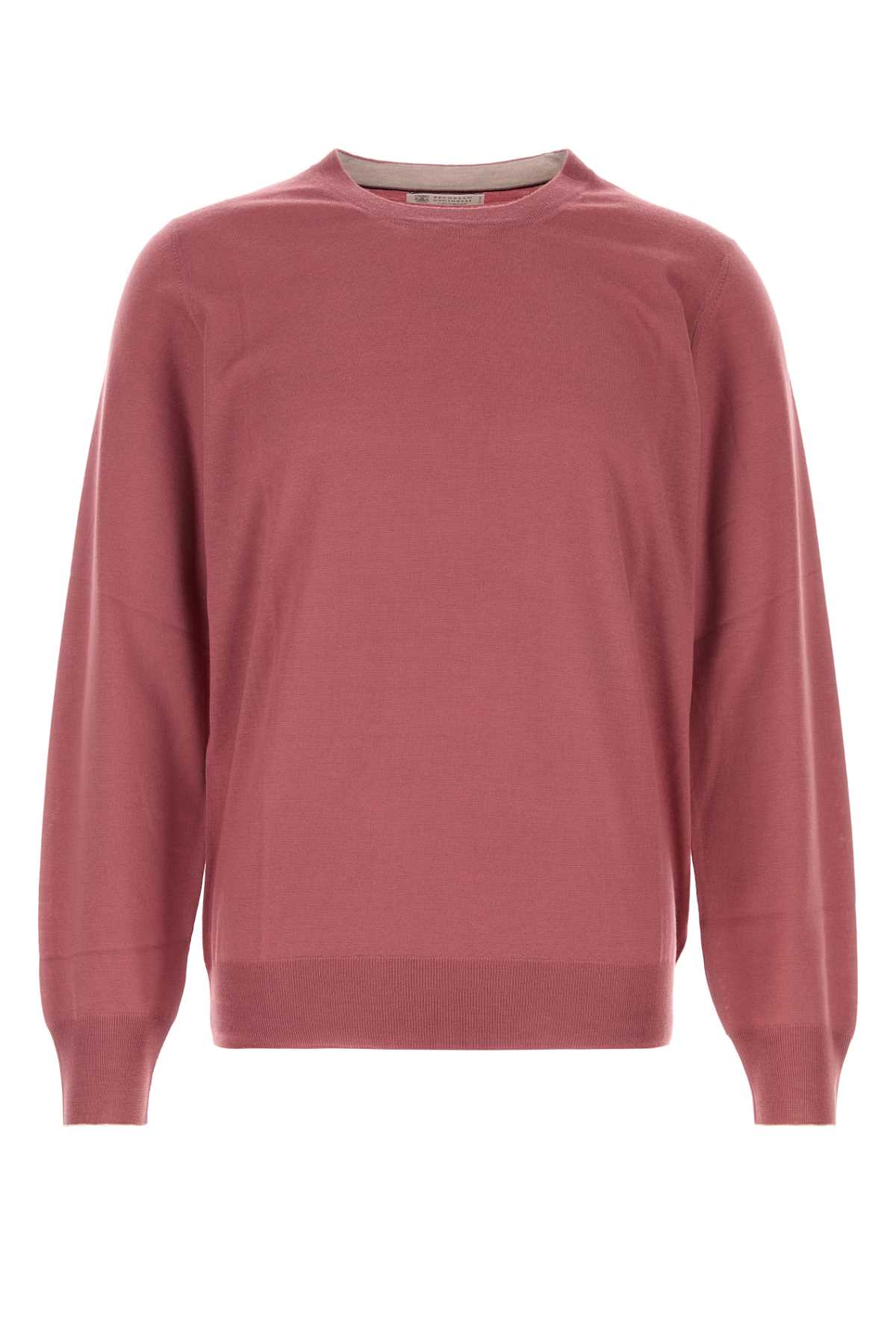 Brunello Cucinelli Dark Pink Wool Blend Sweater Corallo Exterior: Cashmere Maglieria – Men