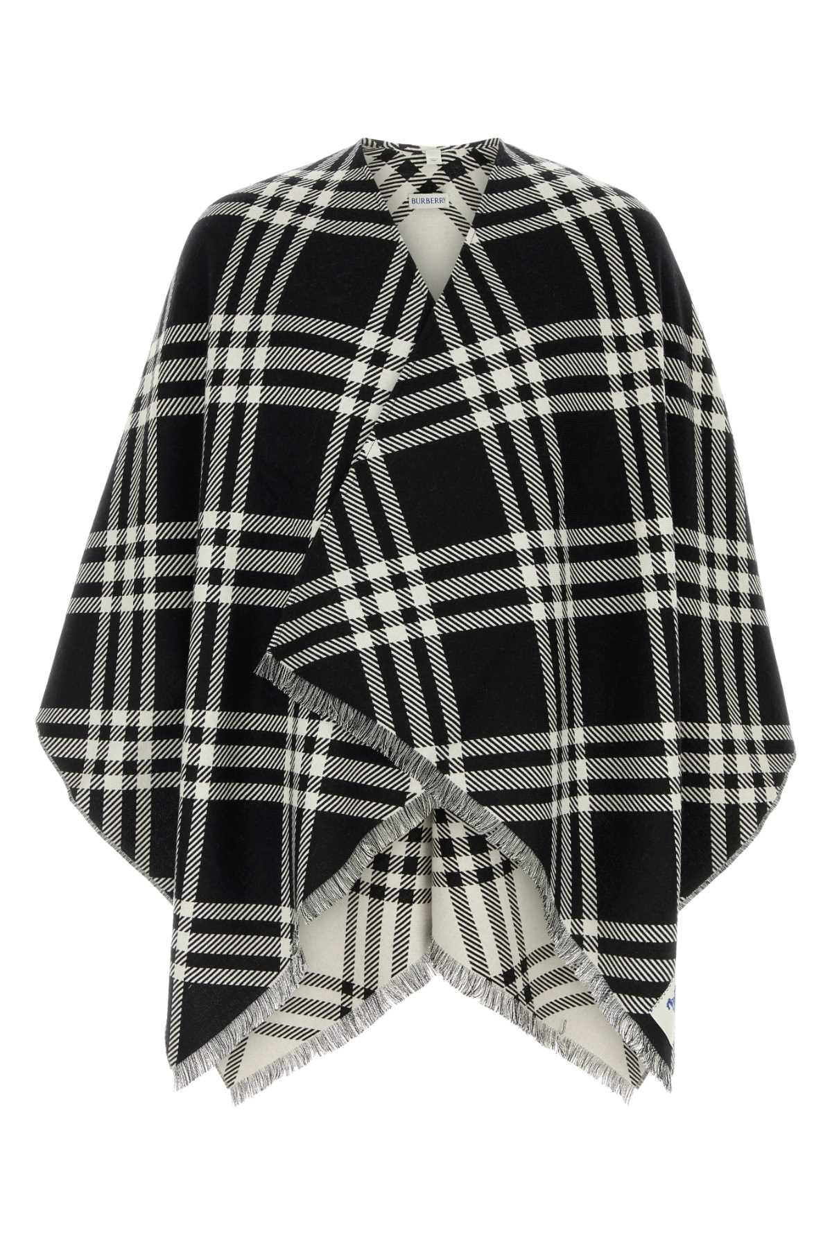 Burberry Embroidered Wool Blend Cape Black Exterior: Silk Cashmere Maglieria – Unisex