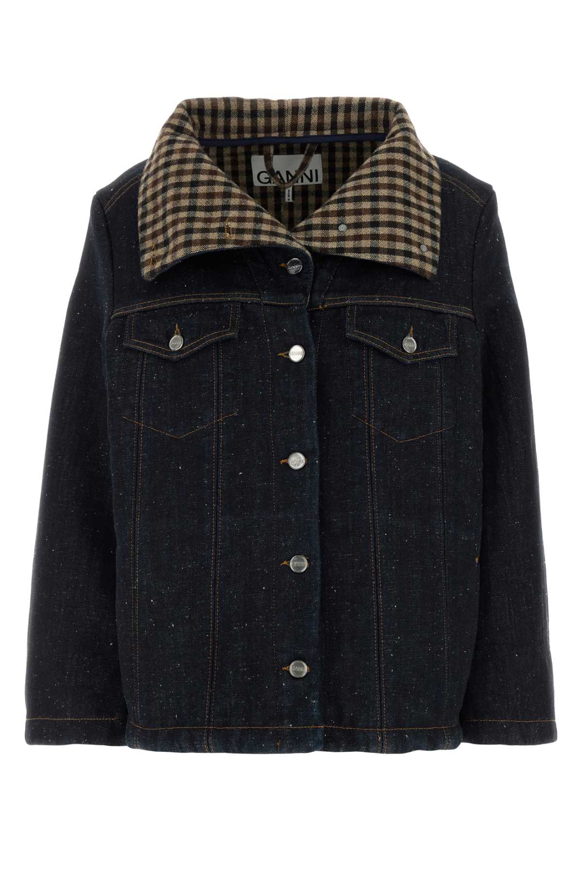 Ganni Denim Jacket Darkblue Giacche E Gilet - Women