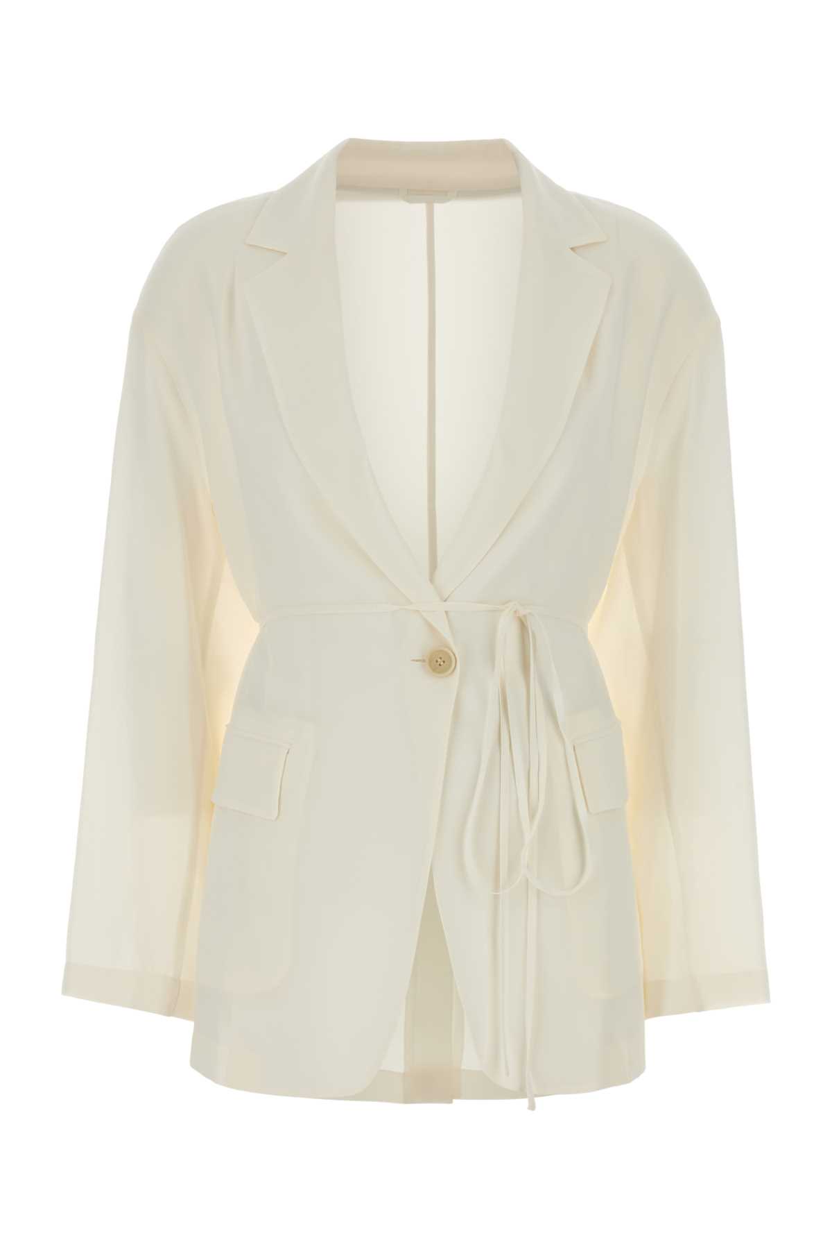 Brunello Cucinelli White Silk Blazer C600 Exterior: Giacche E Gilet – Women