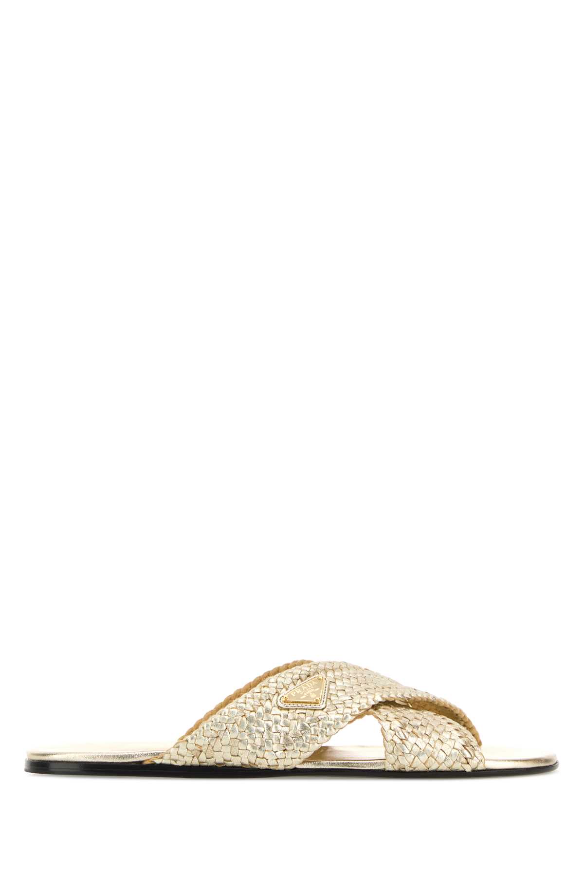 Prada Gold Leather Slippers Pirite - Women