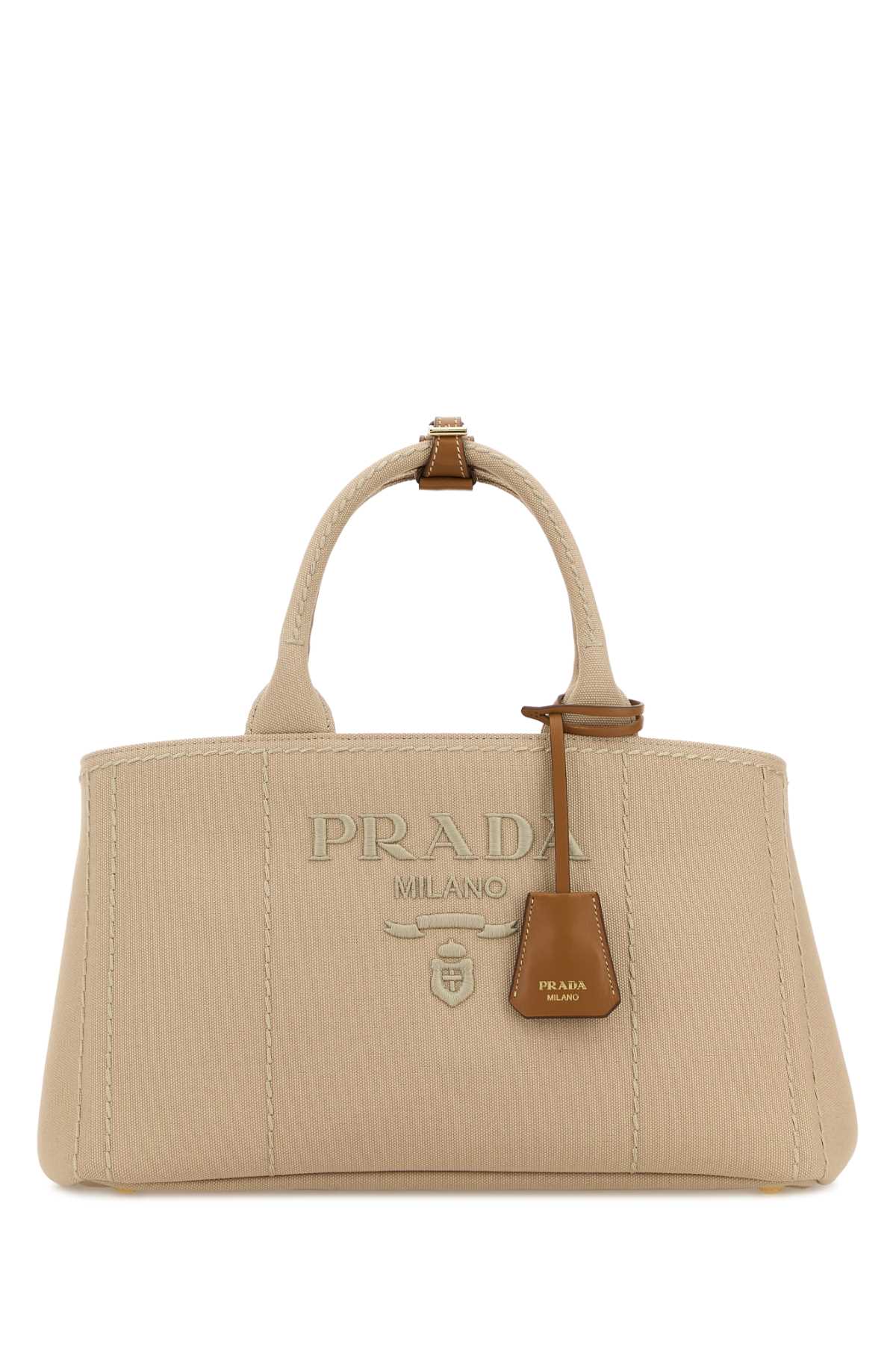 Beige Canvas Large Prada Jardiniã¨re Shopping Bag Corda Borse A Mano - Women