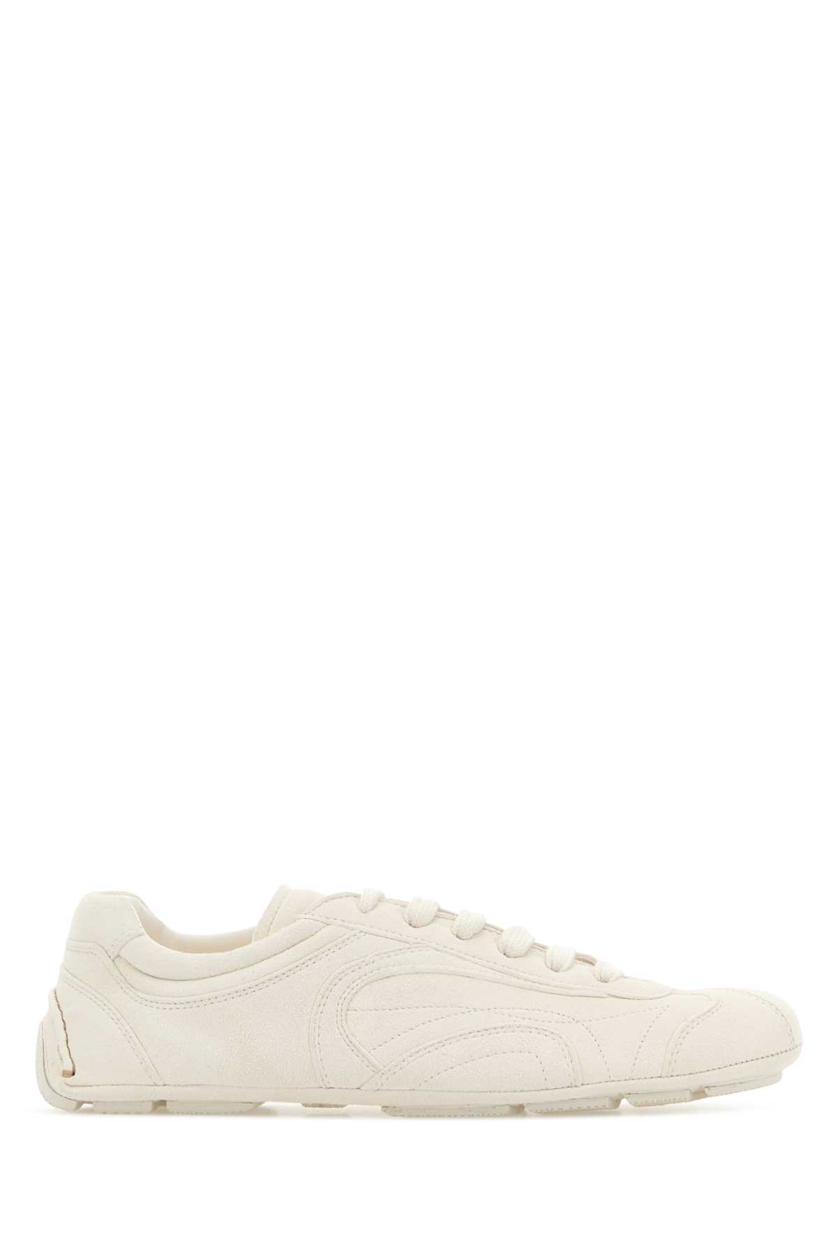Prada White Suede Montecarlo Sneakers Avorio - Women